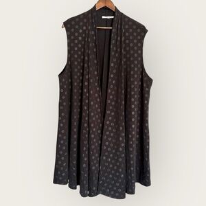 BRYN WALKER Sebastian Open Front A Line Cardigan Vest | Polka Dot Black | 1X